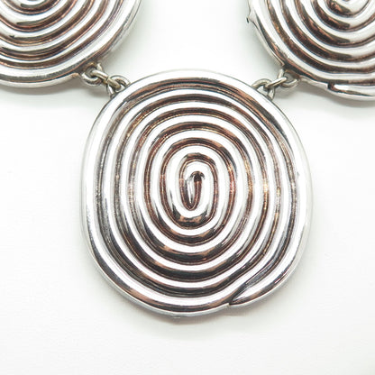 FREDERIC JEAN DUCLOS 925 Sterling Silver Vintage Spiral Modernist Necklace 18"