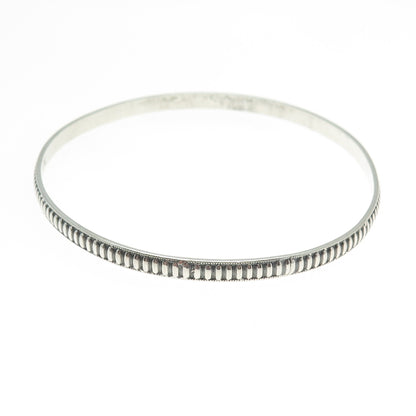 BEAU 925 Sterling Silver Antique Art Deco Ribbed Bangle Bracelet 8"