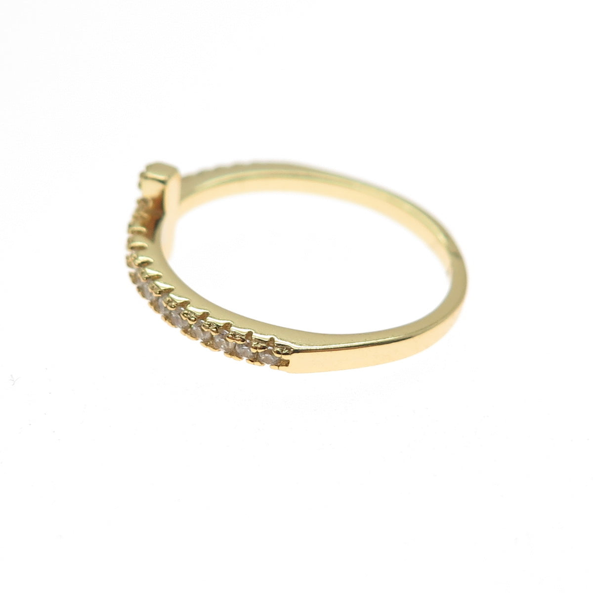 925 Sterling Silver Gold Plated Round-Cut C Z Cross Ring Size 6
