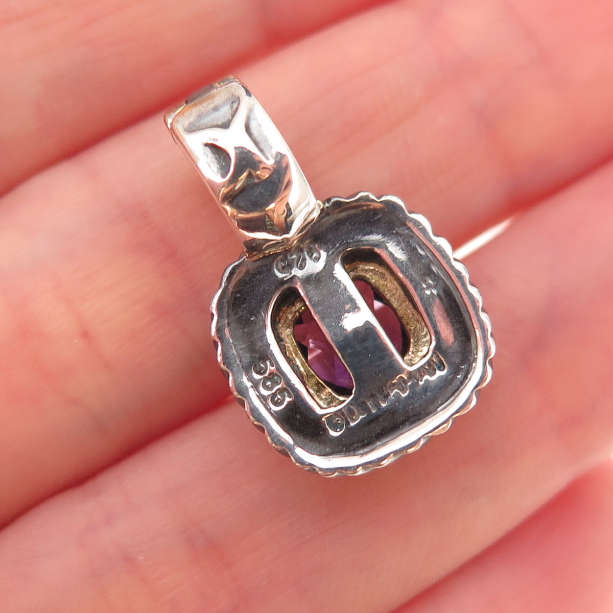 David Yurman 925 Sterling Silver 14K Gold Vintage Real Amethyst Charm Pendant