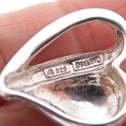 925 Sterling Silver Vintage Modernist Heart Slide Charm Pendant