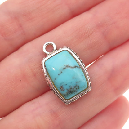 Barse 925 Sterling Silver Vintage Real Turquoise Oxidized Charm Pendant