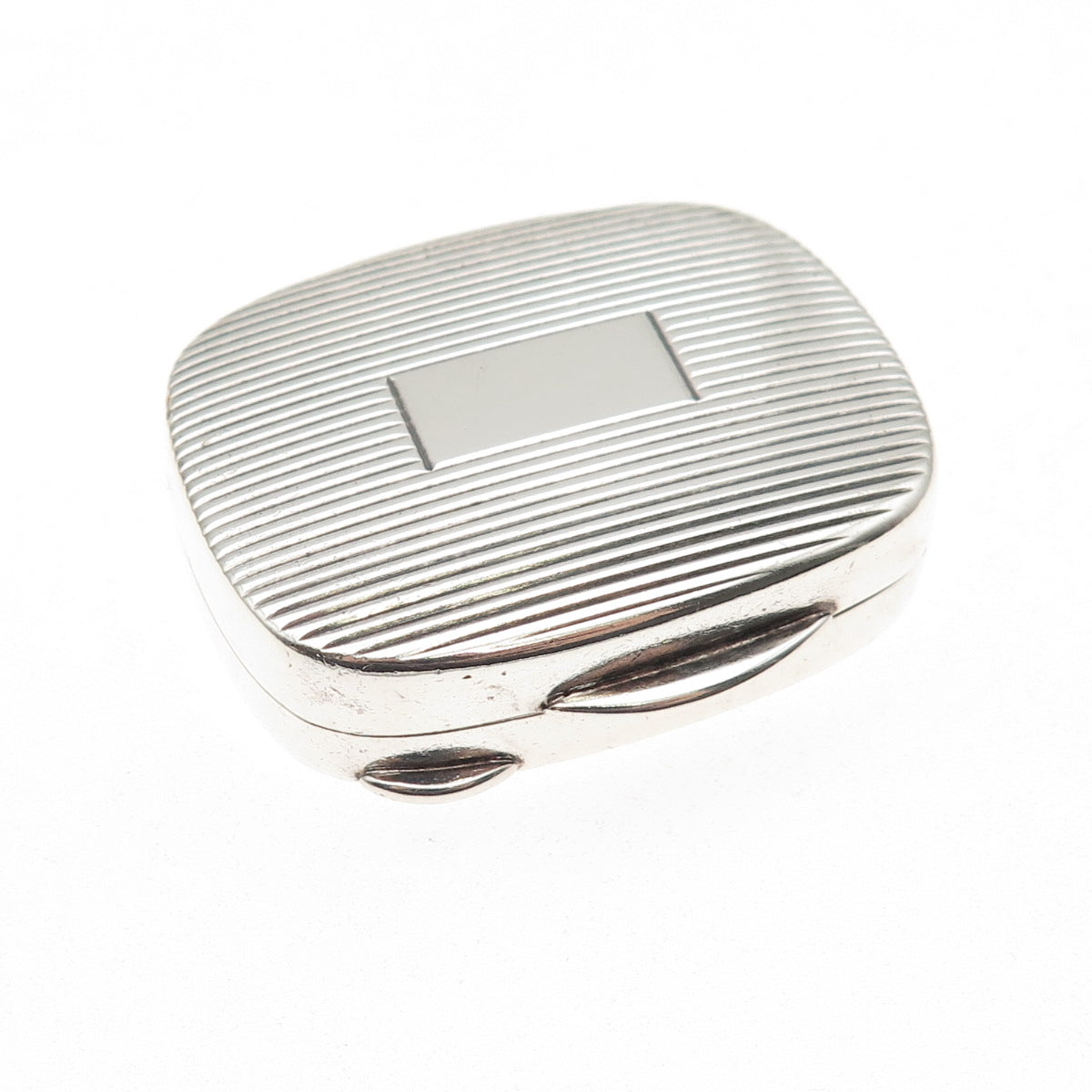 TIFFANY & CO. 925 Sterling Silver Vintage Italy Ribbed Oxidized Pill / Snuff Box