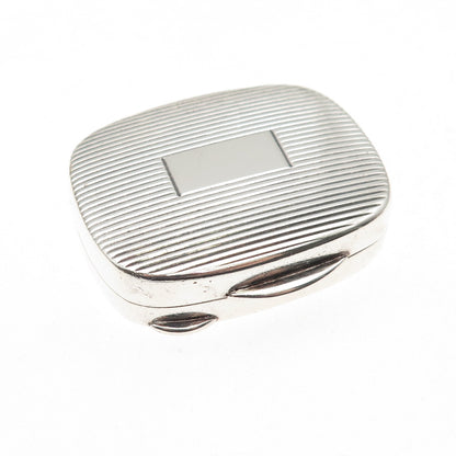 TIFFANY & CO. 925 Sterling Silver Vintage Italy Ribbed Oxidized Pill / Snuff Box