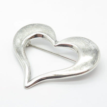 925 Sterling Silver Vintage Mexico Open Heart Pin Brooch