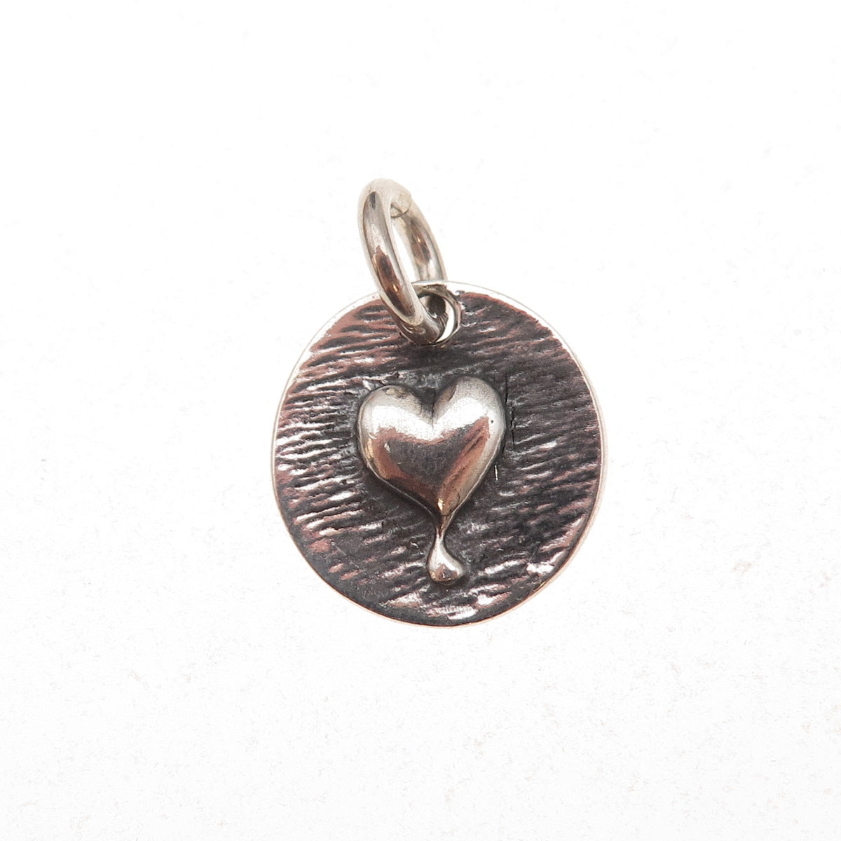 925 Sterling Silver Vintage Love Heart Oxidized Charm Pendant
