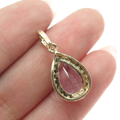 925 Sterling Silver Gold Plated Real Diamond Accent Amethyst Minimalist Pendant