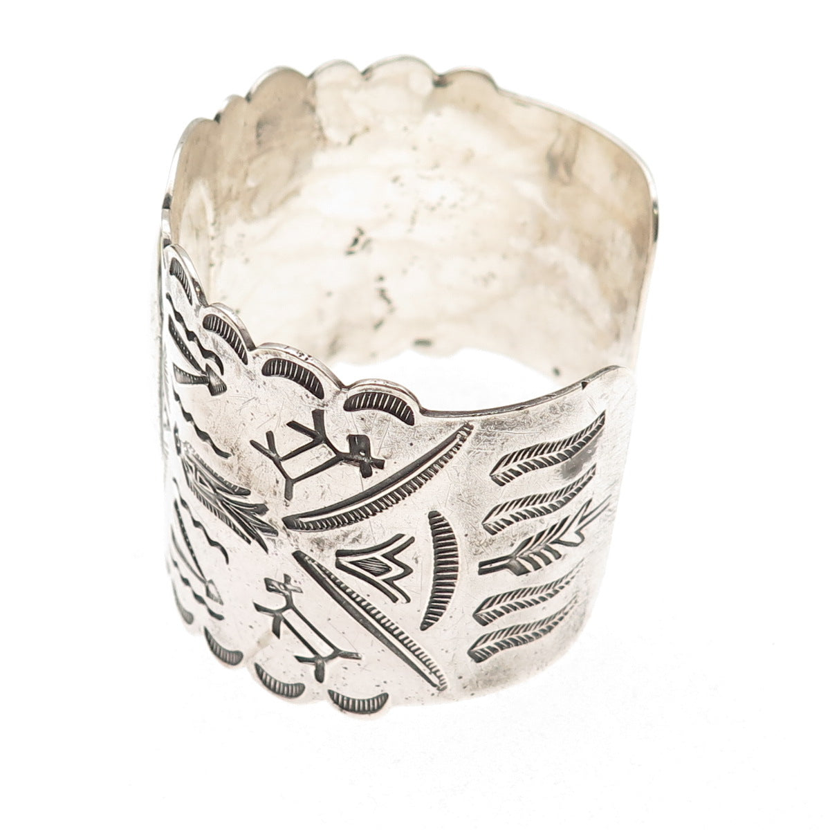 Old Pawn 925 Sterling Vintage Southwestern Heavy 63.7g Wide Cuff Bracelet 7.25"