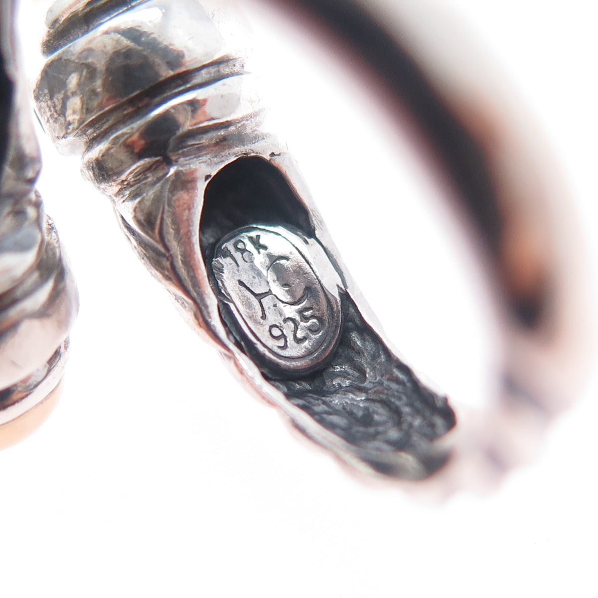 18K Gold 925 Sterling Silver Vintage Real Sapphire Adjustable Ring Size 6.5