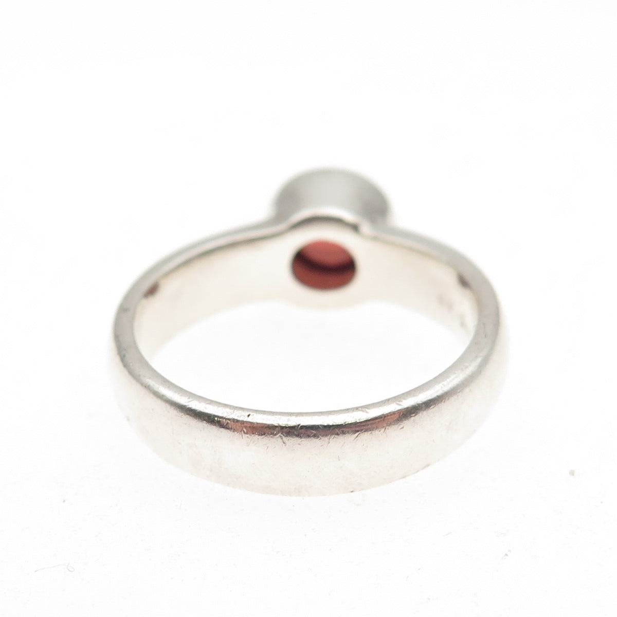 925 Sterling Silver Vintage Real Red Garnet Modernist Ring Size 8