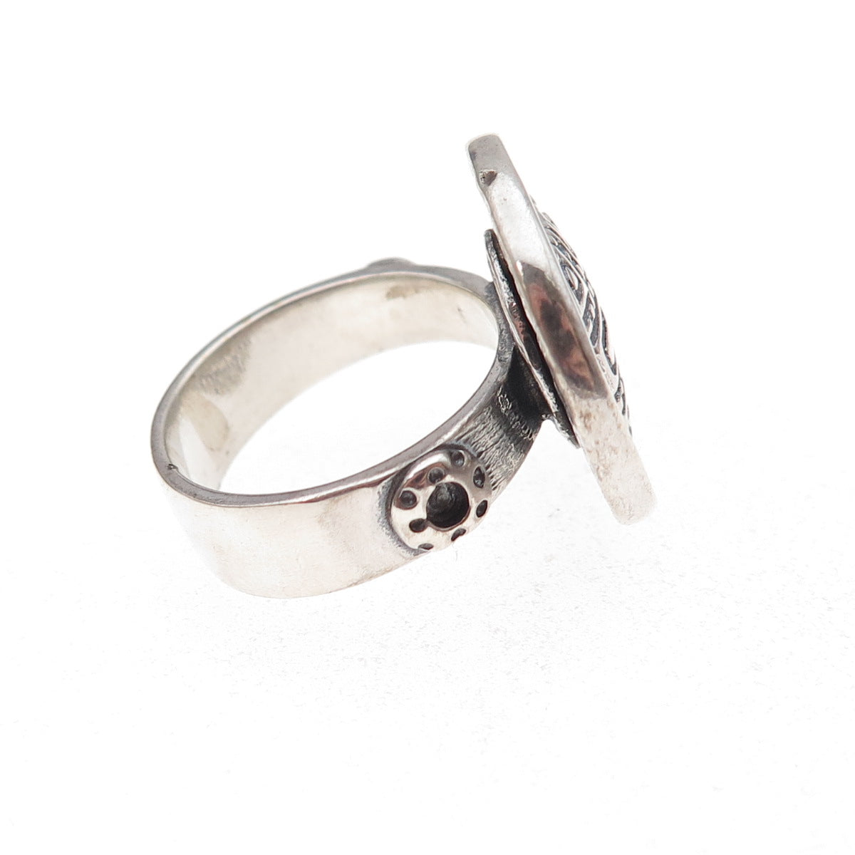 Silpada 925 Sterling Silver Vintage Aztec Disc Oxidized Ring Size 6