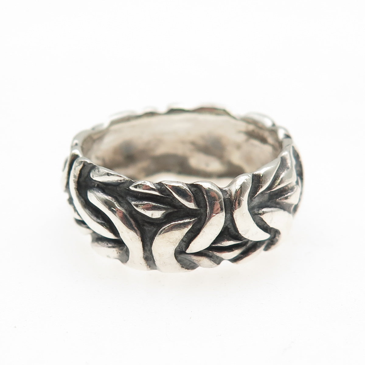 925 Sterling Silver Vintage Byzantine Oxidized Band Ring Size 9.75