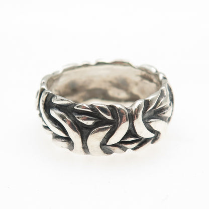 925 Sterling Silver Vintage Byzantine Oxidized Band Ring Size 9.75