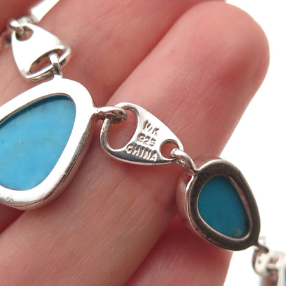 Whitney Kelly 925 Sterling Vintage Real Turquoise Centerpiece Necklace Part 7.5"