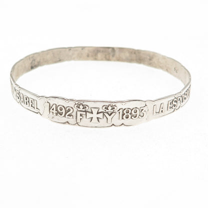 GORHAM Sterling Silver Antique 1893 World's Fair Chicago Bangle Bracelet 7.5"