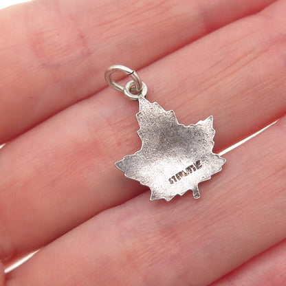 C. Lamond Fils Sterling Silver Antique Art Deco Enamel Maple Leaf Mini Pendant