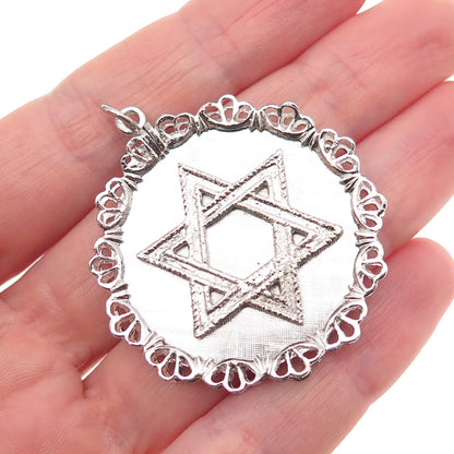 925 Sterling Silver Vintage Star of David Judaica Charm Pendant