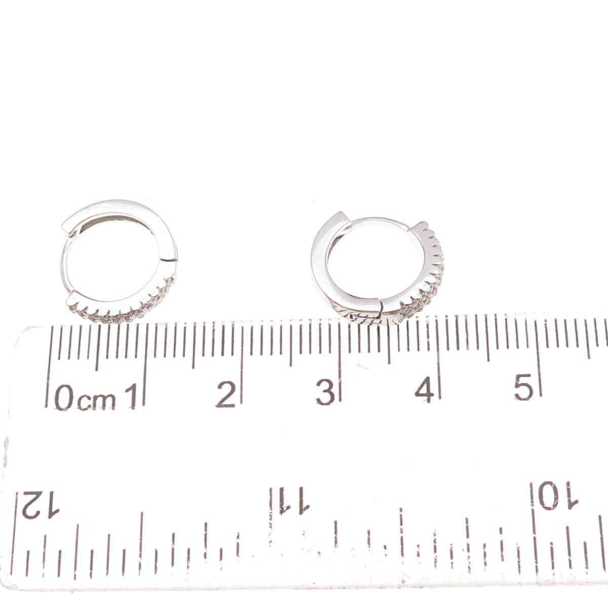 925 Sterling Silver Round-Cut C Z Hoop Earrings