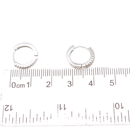925 Sterling Silver Round-Cut C Z Hoop Earrings