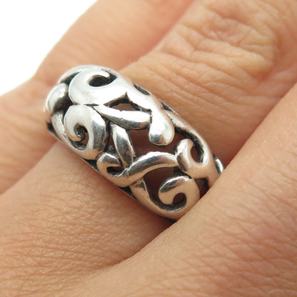 925 Sterling Silver Vintage Signature Scroll Ring Size 7