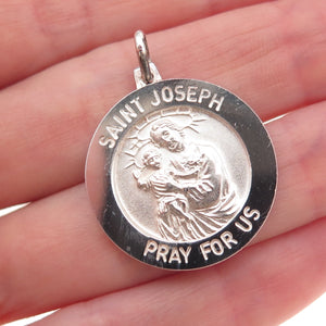925 Sterling Silver Vintage Italy Saint Joseph Religious Charm Pendant