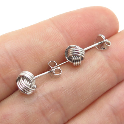 925 Sterling Silver Twisted Knot Stud Earrings