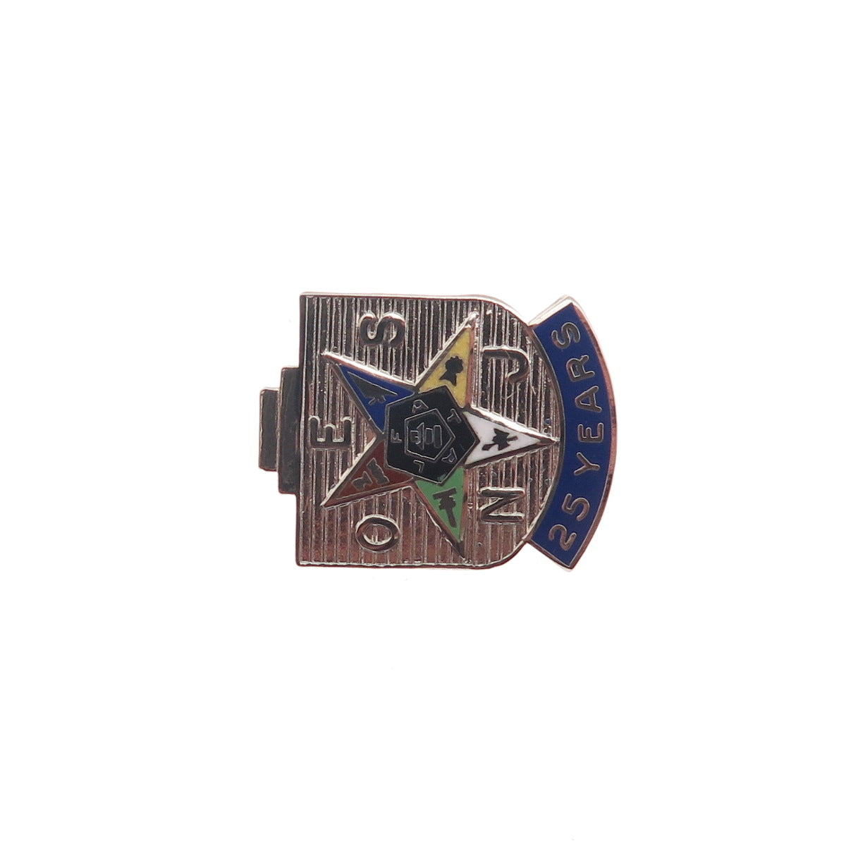 925 Sterling Silver Vintage Enamel Order of the Eastern Star 25 Years Pin Brooch