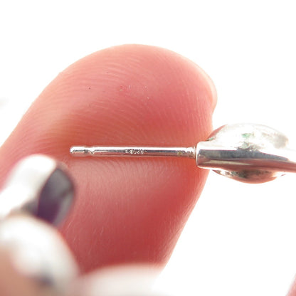 925 Sterling Silver Vintage Real Amethyst In & Out Hoop Earrings