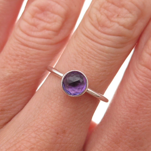 Pandora 925 Sterling Silver Real Amethyst February Birthday Blooms Ring Size 6