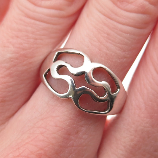 925 Sterling Silver Vintage Modernist Ring Size 8.75
