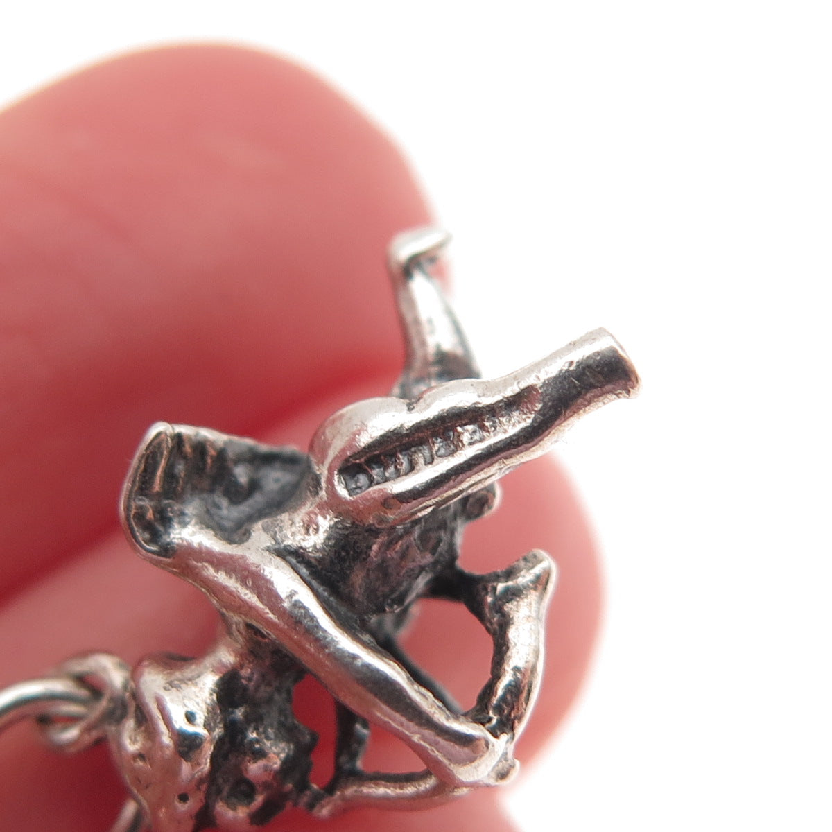 925 Sterling Silver Vintage Cupid Oxidized 3D Mini Charm Pendant