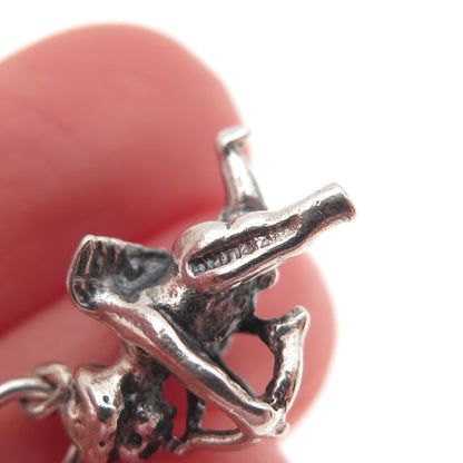 925 Sterling Silver Vintage Cupid Oxidized 3D Mini Charm Pendant