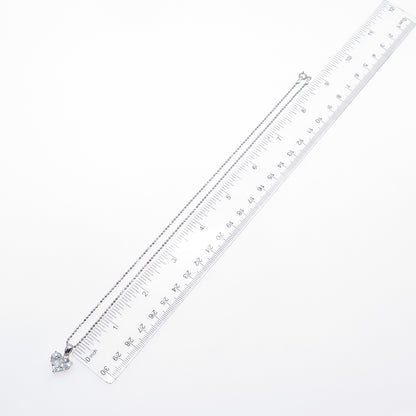 925 Sterling Silver Heart-Cut C Z Ball Beaded Chain Necklace 18"