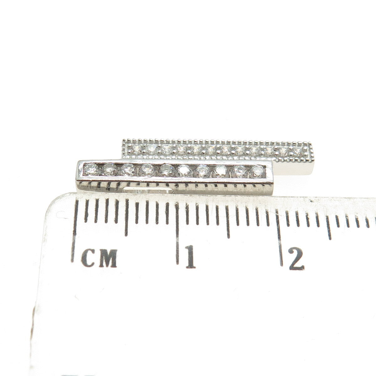 HAN 925 Sterling Silver Round-Cut C Z Multi-Bar Slide Pendant