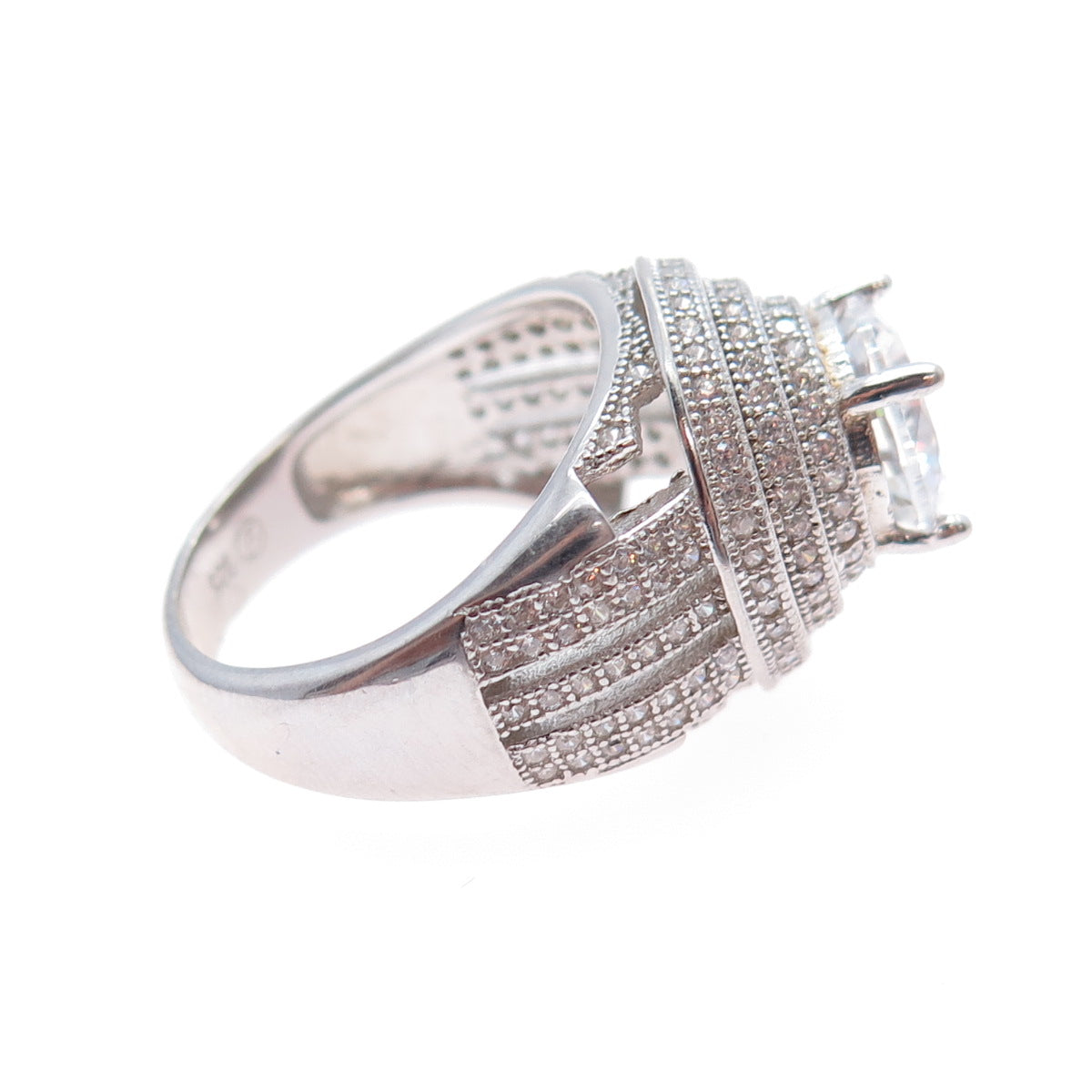 925 Sterling Silver Round-Cut C Z Ring Size 6.5
