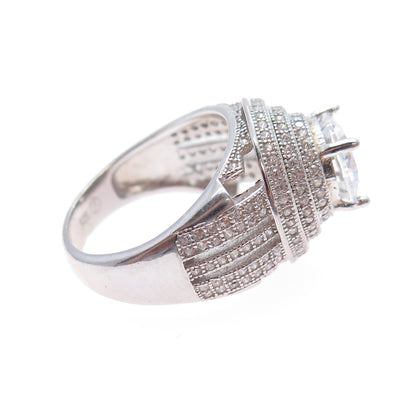 925 Sterling Silver Round-Cut C Z Ring Size 6.5
