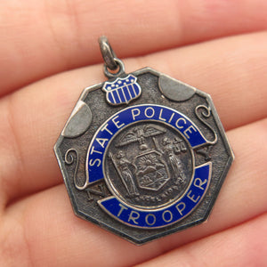 925 Sterling Silver Vintage Wayne Enamel US Medal Pendant