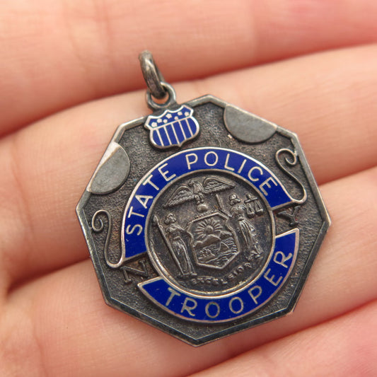 925 Sterling Silver Vintage Wayne Enamel US Medal Pendant