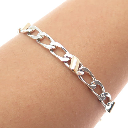 TIFFANY & CO. 18K Gold 925 Sterling Silver Vintage Curb Link Bracelet 7.25"