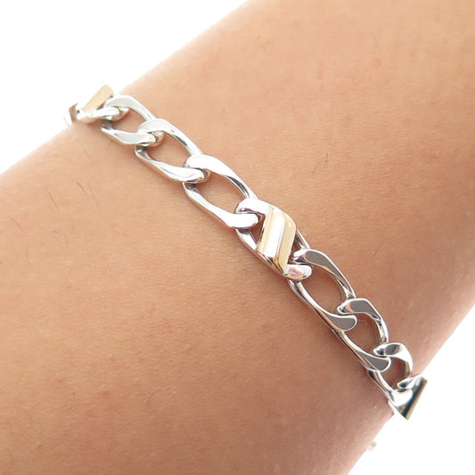 TIFFANY & CO. 18K Gold 925 Sterling Silver Vintage Curb Link Bracelet 7.25"