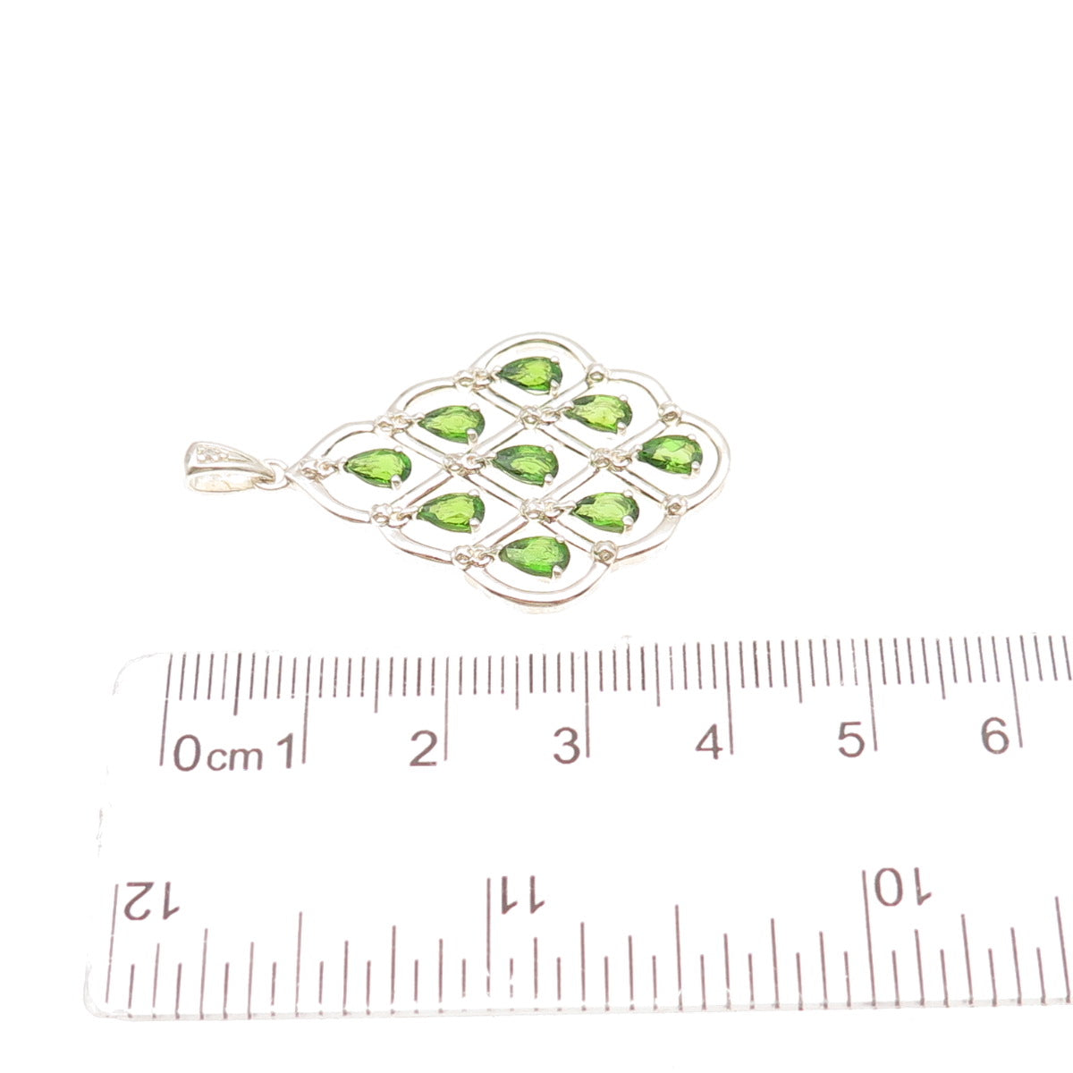 MICHELLE ALBALA 925 Sterling Real Diamond Accent & Peridot Chandelier Pendant