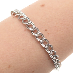 925 Sterling Silver Vintage Double Curb Link Bracelet 6.75"