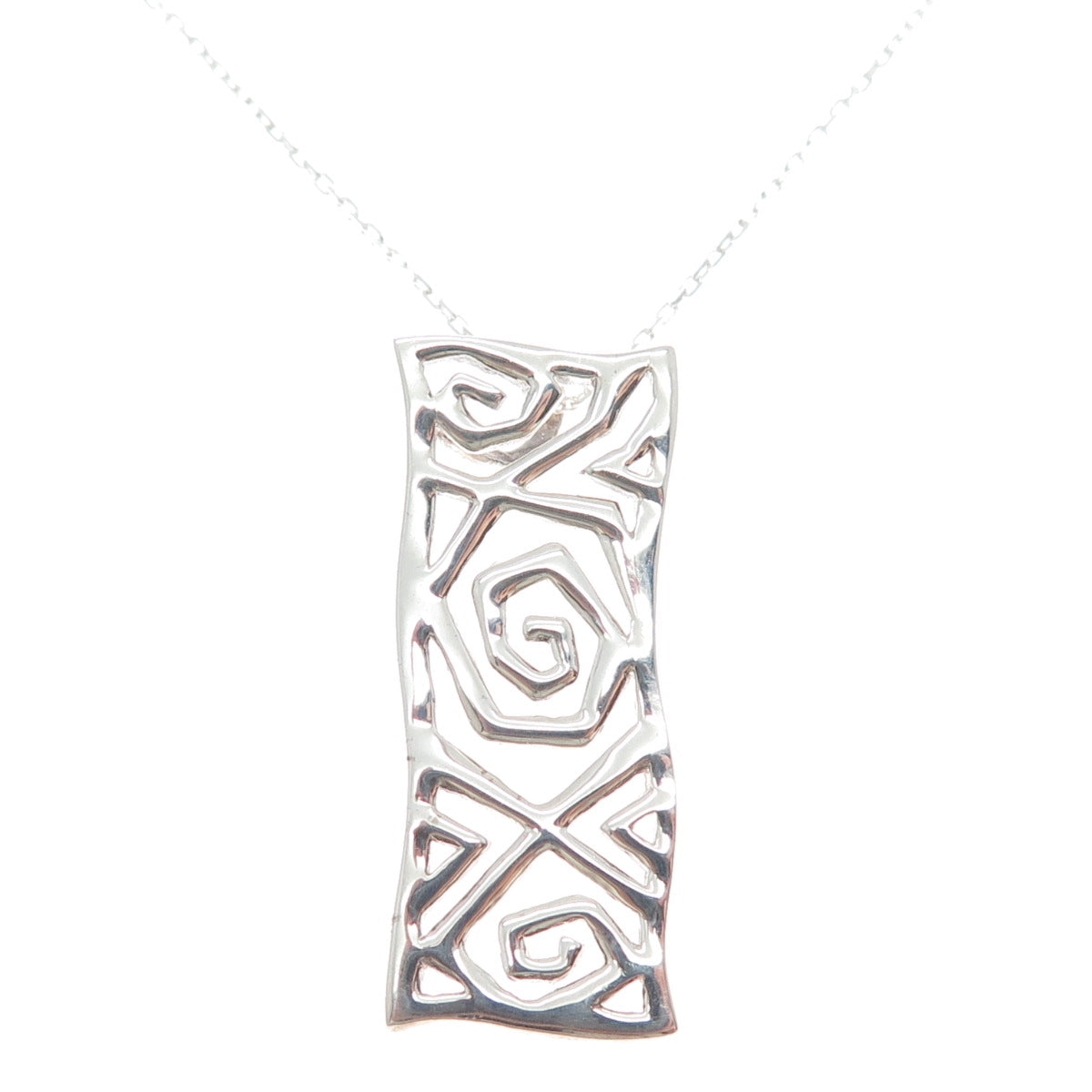 925 Sterling Silver Modernist Spiral Bar Cable Chain Necklace 18"