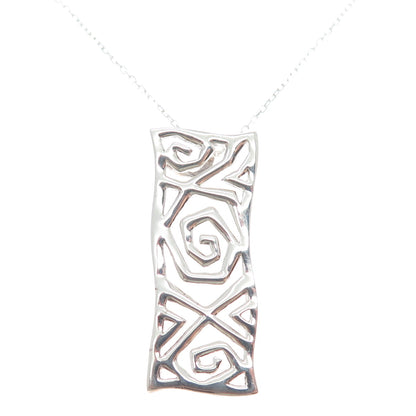 925 Sterling Silver Modernist Spiral Bar Cable Chain Necklace 18"