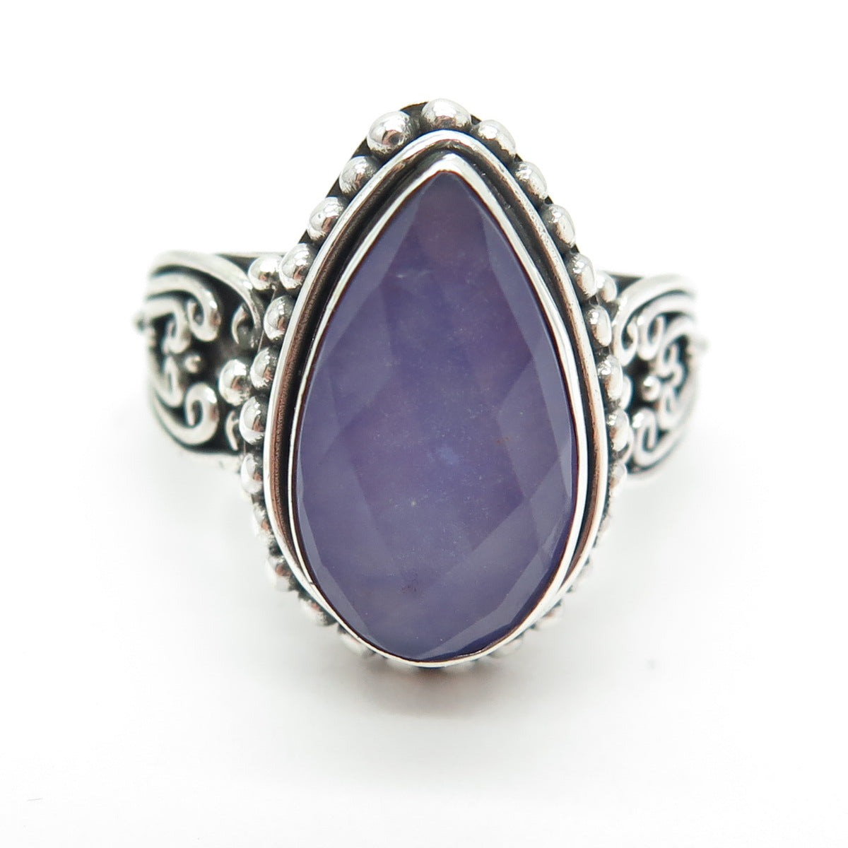 SUARTI BALI 925 Sterling Silver Vintage Lavender Jade Gem Beaded Ring Size 10