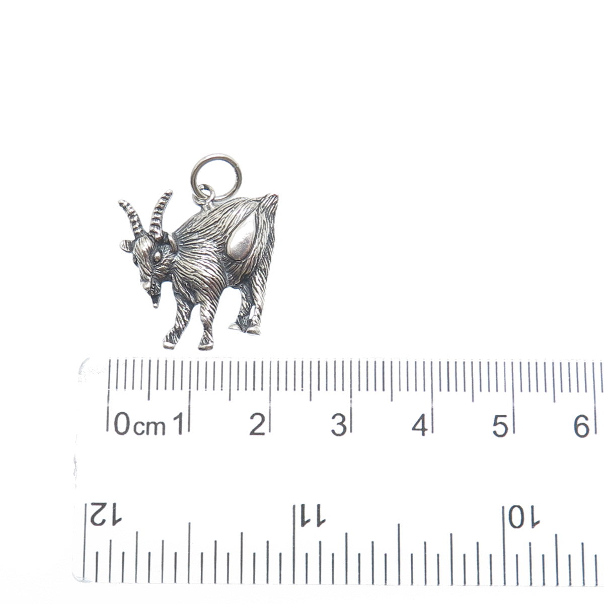 925 Sterling Silver Vintage Goat Oxidized Minimalist Charm Pendant