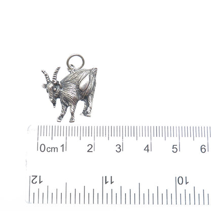 925 Sterling Silver Vintage Goat Oxidized Minimalist Charm Pendant