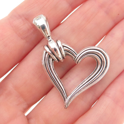 Lagos 925 Sterling Silver Vintage Heart Oxidized Charm Pendant