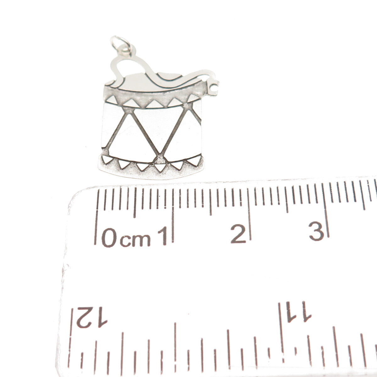 925 Sterling Silver Vintage Drum Tag Mini Charm Pendant