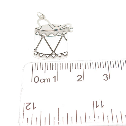 925 Sterling Silver Vintage Drum Tag Mini Charm Pendant